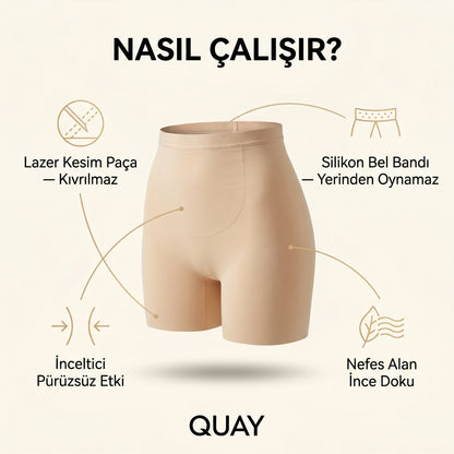 QUAY İz Yapmaz Korse Şort — Lazer Kesim, İnceltici Etkili Toparlayıcı